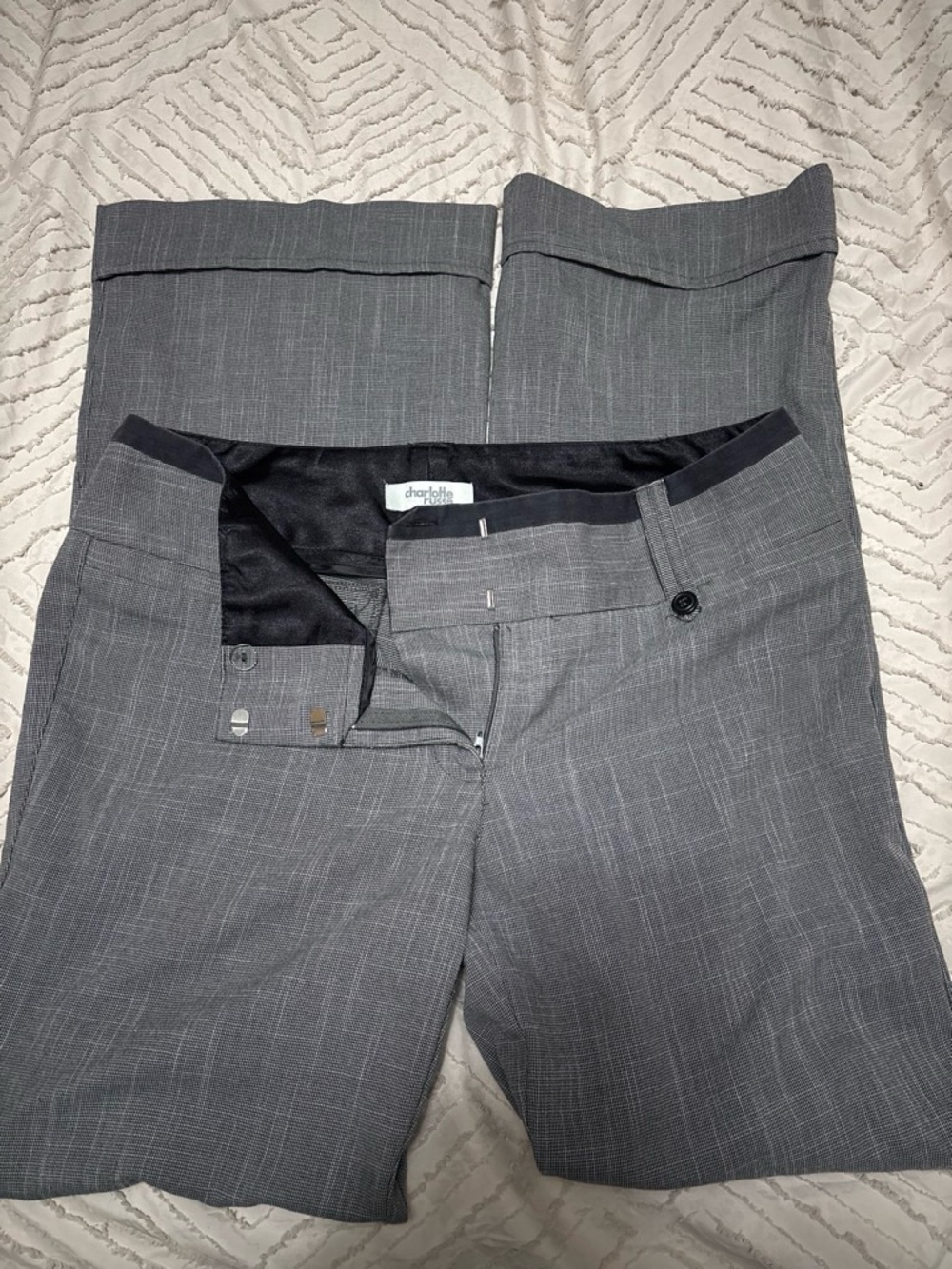 Charlotte Russe Gray Checked Dress Pants
